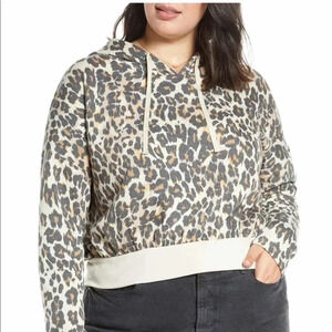 BP Plus Size plush comfy Cheetah Print Hooded sweatshirt 2X